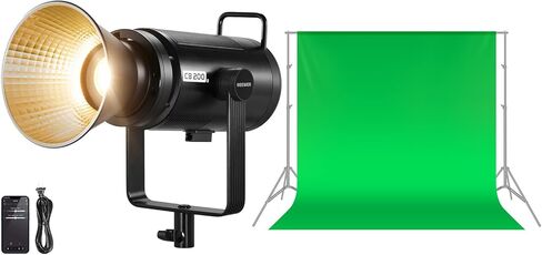 NEEWER CB200B 210W LED Video Light with 2.4G/APP Remote Control, All Metal Bi Color COB Continuous Output Lighting with 90000Lux/1m 2700K-6500K for Video Recording, 6x9 ft Green Background Included in Saudi Arabia