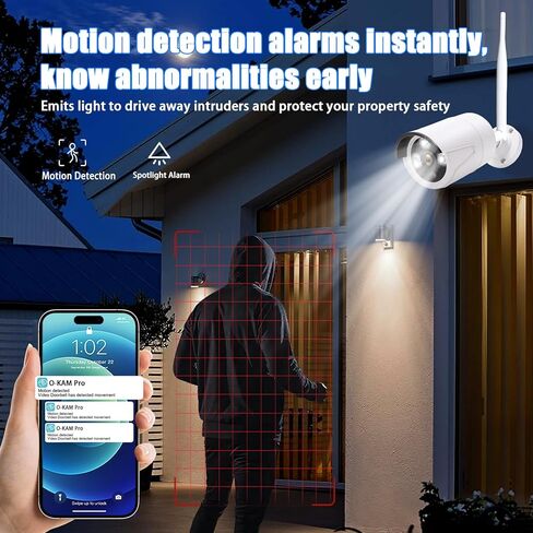 نظام كاميرا أمان لاسلكية بدقة 3 ميجابكسل - 6 كاميرات Wi-Fi Bullet + 10CH NVR، رؤية ليلية بالأشعة تحت الحمراء بطول 15 مترًا، IP66 مانعة لتسرب الماء، H.265، مراقبة داخلية/خارجية، توصيل وتشغيل، تنبيهات متنقلة، تخزين مزدوج in Kuwait