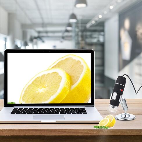 مجهر إلكتروني USB محمول من Artibetter مع تكبير 50x-500x، مجهر إلكتروني رقمي عالي الوضوح لمراقبة العلوم المنزلية مع حامل كأس شفط فضي، تصميم أسود in Kuwait