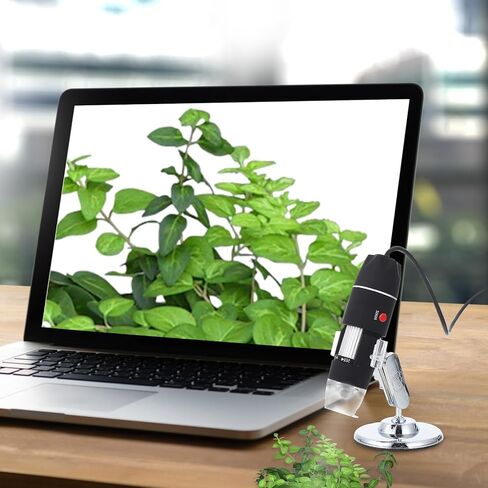 مجهر إلكتروني USB محمول من Artibetter مع تكبير 50x-500x، مجهر إلكتروني رقمي عالي الوضوح لمراقبة العلوم المنزلية مع حامل كأس شفط فضي، تصميم أسود in Kuwait