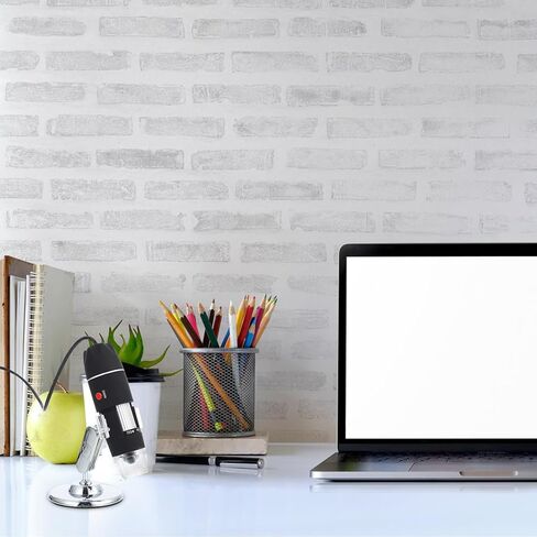 مجهر إلكتروني USB محمول من Artibetter مع تكبير 50x-500x، مجهر إلكتروني رقمي عالي الوضوح لمراقبة العلوم المنزلية مع حامل كأس شفط فضي، تصميم أسود in Kuwait