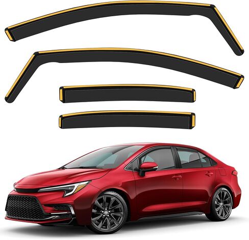 حراس المطر في القنوات المتطورة ل Toyota Corolla سيدان 2020-2025 ، مقطع النافذة المنحرفات تنفيس النوافذ زجال رطبة حراس الرياح الشمس الظل ، 4 أجهزة. in Saudi Arabia