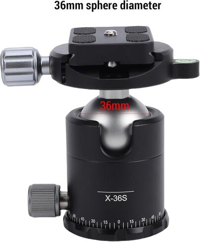 Yunseity 36mm Metal Ball Head, 8KG Load Capacity Tripod Ball Head with 1/4 Inch Plate, 360 Degree Panorama Rotation for DSLR Camera Tripod Monopod in Saudi Arabia