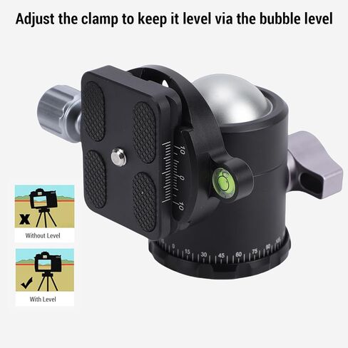 Yunseity 36mm Metal Ball Head, 8KG Load Capacity Tripod Ball Head with 1/4 Inch Plate, 360 Degree Panorama Rotation for DSLR Camera Tripod Monopod in Saudi Arabia
