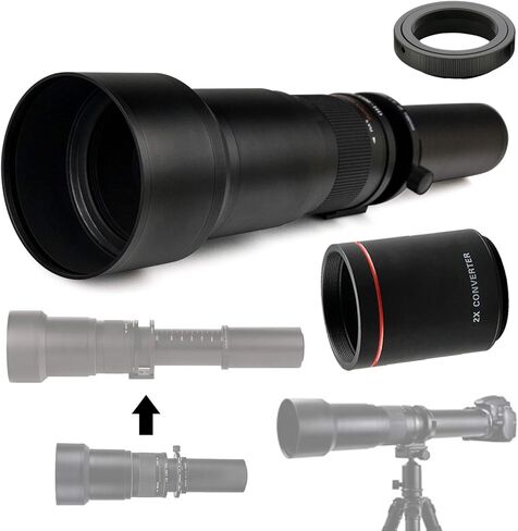 650-1300 ملم (ث/ 2X- 1300-2600 ملم) f/8-16 HD عدسة تكبير تليفوتوغرافي لسوني a9، a7R، a7S، a7، a6100، a6600، a6500، a6300، a6000، a5100، a3000، NEX-7، 6، 5T، 5N، 5R، 3N وأكثر in Saudi Arabia