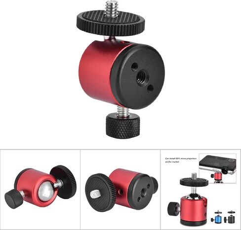 Mini Ball Head, 360 Swivel Ball Head, 1/4" Screw Mount for DSLR Camera Tripod Ballhead Stand Tripod (red) in Saudi Arabia
