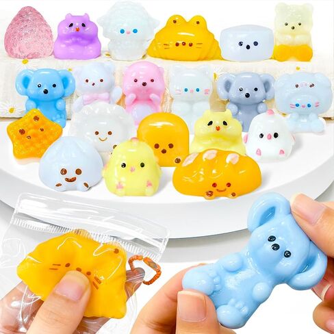 20pc Mochi Taba Squishy Toys Kit, Fidget Toys for Kids 8-12 and Adults,Taba Squishies with Keychain, Mini Mochi Squishy Stress Relief for Party Favors,Classroom, Birthday,Xmas Gifts(Random) in Kuwait
