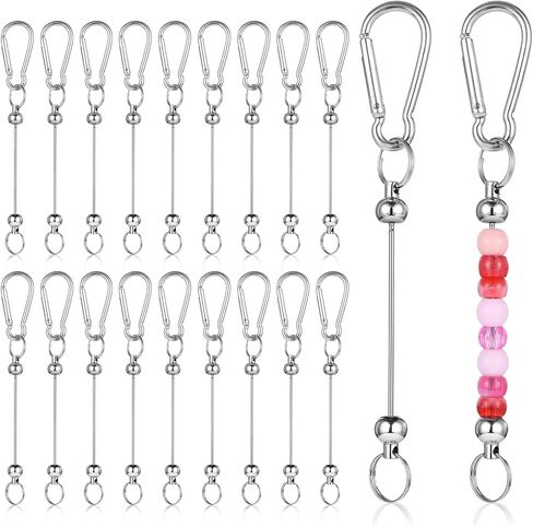 50 PCS قضبان مفاتيح قابلة للخرز ، مجموعة مفاتيح مفتاحية الفضة DIY ، شريط مفاتيح معدني فارغ للاشتعال قلادة DIY المجوهر in Saudi Arabia