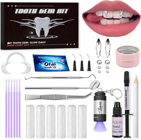 Tooth Gem Kit Professional- Include Adhesive, Cure Light, Super Bling Crystal, DIY Dental Jewelry Set, Home Teeth Gem Kit, Safe & Easy Application - Long Lasting Sparkle (Butterfly kit) in Saudi Arabia