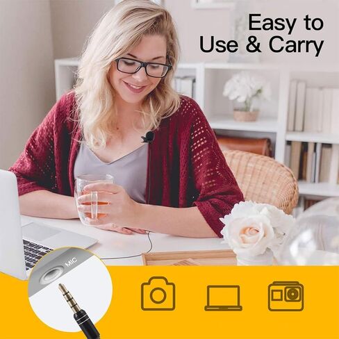 ميكروفون ARTIBETTER بمشبك ملولب مقاس 5 مم، ميكروفون صغير مكثف للهاتف والكمبيوتر وتسجيل الفيديو مع مشبك طية صدر السترة متوافق مع تسجيل الفيديو والبث in Kuwait