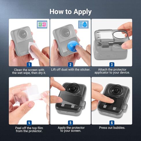 NEEWER Screen Protector for Osmo 360, 2 Pack Tempered Glass Film Guards with Lens Cleaner Accessories Kit Compatible with DJI OSMO 360 Action Camera, Ultra HD, 9H Hardness, Scratch Resistant, AC046 in Saudi Arabia