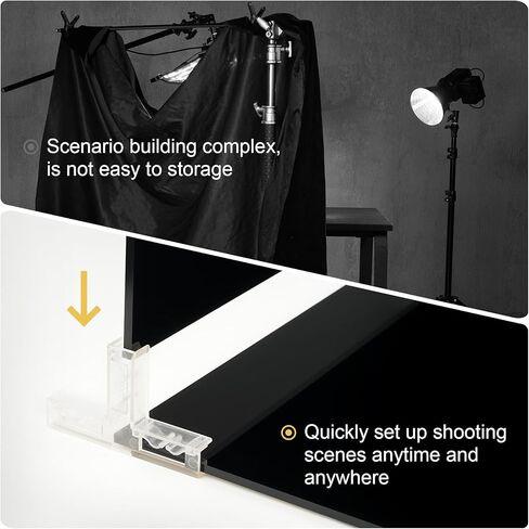 Meking Product Photography Backdrops, Black Double Sided Matte and Reflective Background for Food,Makeup, Jewelry and Other Small Product,2PCS 15.7x11.8in Photo Backdrop Boards with 2PCS Bracket in Saudi Arabia