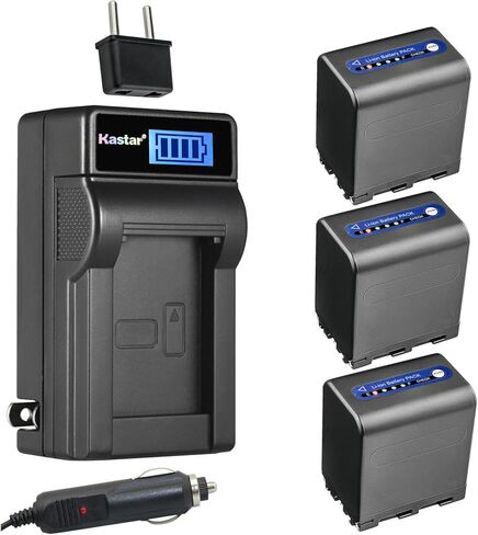 شاحن بطارية تيار متردد LCD من Kastar NP-QM91D متوافق مع سوني NP-FM30، NP-FM50، NP-FM55H، NP-QM50، NP-QM51، NP-FM70، NP-FM71، NP-QM71، NP-QM71D، NP-FM90، NP-FM91، NP-QM91، بطارية NP-QM91D in Kuwait