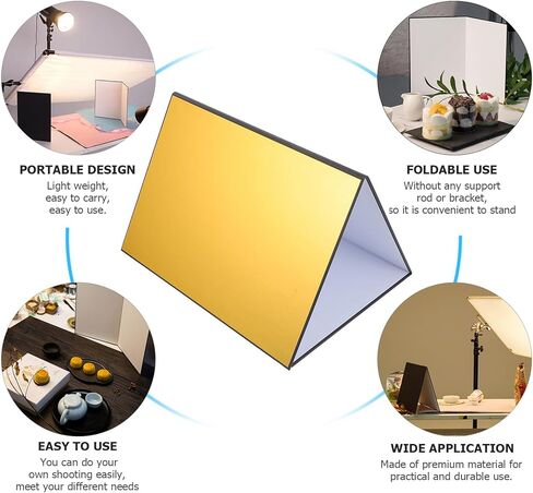 DOITOOL Foldable Photography Reflector Cardboard A4 Size Silver Black White Gold Light Reflective Board for Jewelry Still Life Shooting Indoor Outdoor Use in Saudi Arabia