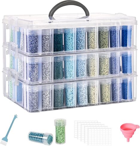 Diamond Painting Storage Container, 4-Tier Bead Organizer Box with 200 Slots, Stackable Crafts Organizers for DIY Diamond Art Accessories Craft Jewelry Bead Storage in Saudi Arabia