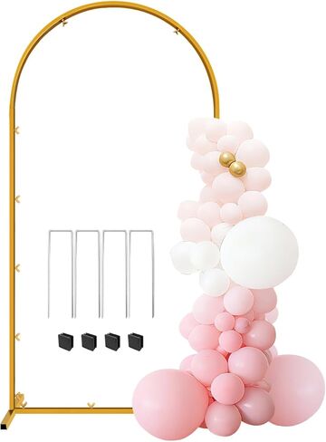 7.2 FT Wedding Arch Backdrop Stand, Gold Metal Arch Backdrop Stand for Wedding Party Ceremony Birthday Bridal Baby Shower Photo Booth Garden Floral Balloon Arches Decoration in Saudi Arabia