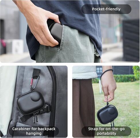 Small Carrying Case + 2 Pack Screen Protector for Insta360 GO Ultra, PU Hard Portable Travel Storage Bag With Carabiner & Wrist Strap, Tempered Glass Film Protective Lens Cover Accessories Kit in Kuwait