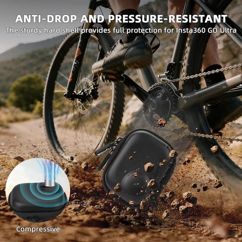 Small Carrying Case + 2 Pack Screen Protector for Insta360 GO Ultra, PU Hard Portable Travel Storage Bag With Carabiner & Wrist Strap, Tempered Glass Film Protective Lens Cover Accessories Kit in Kuwait