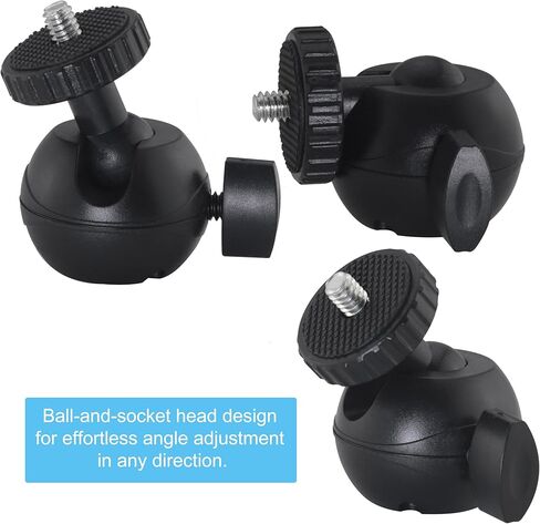 1/4-20 Thread Mini Ball Head Tripod Mount 360 Degree Rotating 90 Degree Tilt Swivel Adapter with One Click Lock Scratch Proof Design Compatible with DSLR Cameras Fill Lights Microphones in Saudi Arabia
