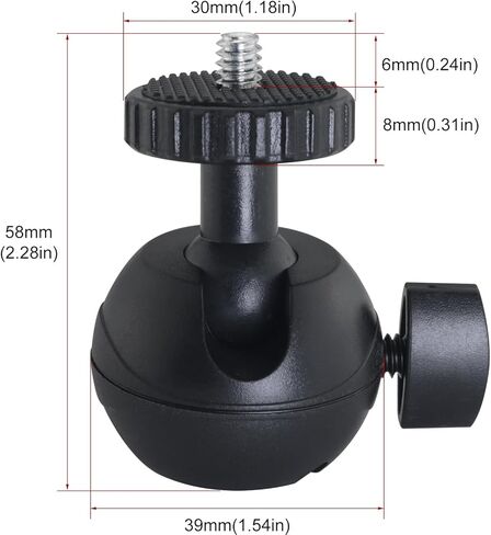 1/4-20 Thread Mini Ball Head Tripod Mount 360 Degree Rotating 90 Degree Tilt Swivel Adapter with One Click Lock Scratch Proof Design Compatible with DSLR Cameras Fill Lights Microphones in Saudi Arabia