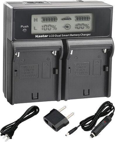 Kastar LCD Dual Fast Charger Replacement for Sony NP-F970 NP-F960 F970 F960 F975 F950 DCR-VX2100 HDR-AX2000 FX1 FX7 FX1000 HVR-HD1000U V1U Z1P Z1U Z5U Z7U HXR-MC2000U MVC-FDR1 NEX-EA50UH FS100U FS700U in Saudi Arabia