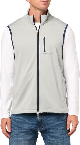 Brooks Brothers Men's Standard KNT PERF Full Zip Vest, Grey Heather in Saudi Arabia
