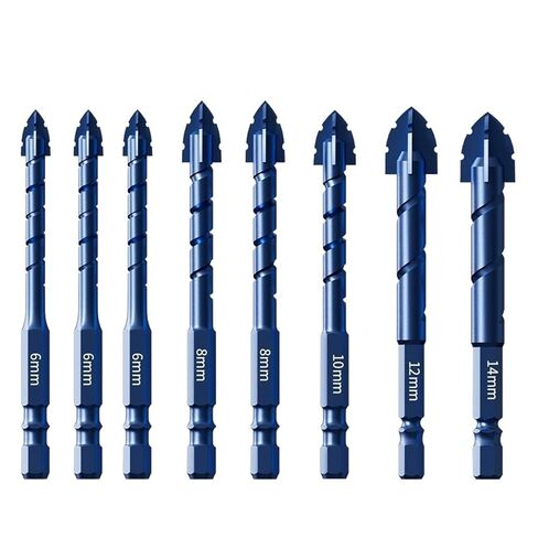 8 عبوات مجموعة لقم مثقاب حجري مسنن - 1/4 إلى 9/16 بوصة طقم 8 قطع لقمة مثقاب صناعية ومنزلية للخرسانة والبلاط والزجاج والطوب والسيراميك والبلاستيك والخشب in Kuwait