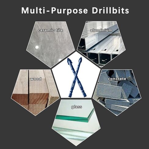 8 عبوات مجموعة لقم مثقاب حجري مسنن - 1/4 إلى 9/16 بوصة طقم 8 قطع لقمة مثقاب صناعية ومنزلية للخرسانة والبلاط والزجاج والطوب والسيراميك والبلاستيك والخشب in Kuwait