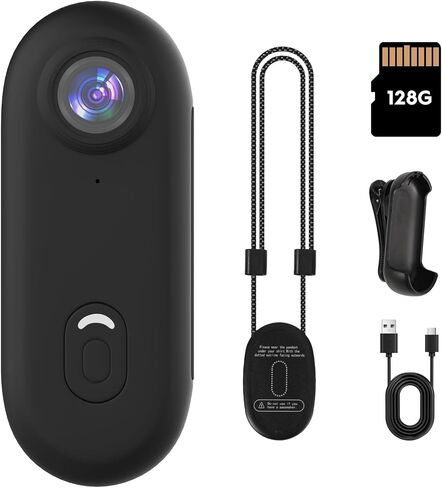 4K Thumb Action Camera, Small Body Cam with Spring Clip, Mount Anywhere - Mini Camera for Vlogging, Helmet Cam for Cycling & Outdoors (128G Card Included) in Saudi Arabia