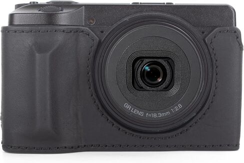 حافظة نصف MUZIRI KINOKOO لكاميرا Ricoh GR IV GR III، حافظة واقية من الجلد الأصلي الفاخر متوافقة مع الكاميرا الرقمية GR IV/GR III، مع تصميم سفلي مفتوح ومقبض يدوي - أسود in Saudi Arabia