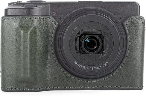 حافظة نصف MUZIRI KINOKOO لكاميرا Ricoh GR IV GR III، حافظة واقية من الجلد الأصلي الفاخر متوافقة مع الكاميرا الرقمية GR IV/GR III، مع تصميم سفلي مفتوح ومقبض يدوي - أسود in Saudi Arabia