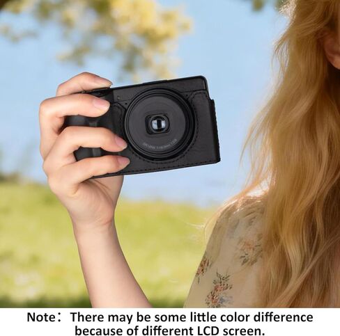 حافظة نصف MUZIRI KINOKOO لكاميرا Ricoh GR IV GR III، حافظة واقية من الجلد الأصلي الفاخر متوافقة مع الكاميرا الرقمية GR IV/GR III، مع تصميم سفلي مفتوح ومقبض يدوي - أسود in Saudi Arabia