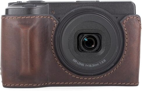 حافظة نصف MUZIRI KINOKOO لكاميرا Ricoh GR IV GR III، حافظة واقية من الجلد الأصلي الفاخر متوافقة مع الكاميرا الرقمية GR IV/GR III، مع تصميم سفلي مفتوح ومقبض يدوي - أسود in Saudi Arabia