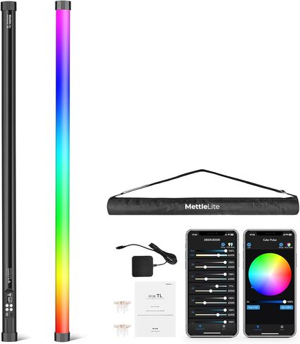 ضوء أنبوبي Mettlelite TLX4C RGB، عصا إضاءة فيديو RGBWW LED بالألوان الكاملة مع التحكم في التطبيق DMX، 4 أقدام 2800K-8000K، تأثيرات ضوئية قابلة للتخصيص، قابلة لإعادة الشحن، CRI97+ TLCI98+ لفيديو التصوير الفوتوغرافي في الاستوديو in Kuwait