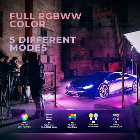 ضوء أنبوبي Mettlelite TLX4C RGB، عصا إضاءة فيديو RGBWW LED بالألوان الكاملة مع التحكم في التطبيق DMX، 4 أقدام 2800K-8000K، تأثيرات ضوئية قابلة للتخصيص، قابلة لإعادة الشحن، CRI97+ TLCI98+ لفيديو التصوير الفوتوغرافي في الاستوديو in Kuwait