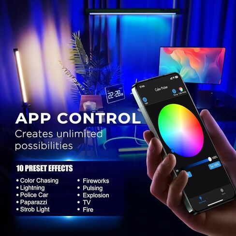 ضوء أنبوبي Mettlelite TLX4C RGB، عصا إضاءة فيديو RGBWW LED بالألوان الكاملة مع التحكم في التطبيق DMX، 4 أقدام 2800K-8000K، تأثيرات ضوئية قابلة للتخصيص، قابلة لإعادة الشحن، CRI97+ TLCI98+ لفيديو التصوير الفوتوغرافي في الاستوديو in Kuwait
