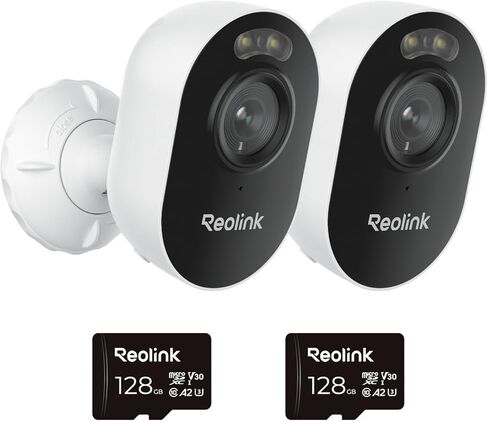 حزمة REOLINK Lumus مع بطاقة microSD سعة 128 جيجابايت، قطعتان من الكاميرا مع قطعتين من بطاقة microSD، 2K 4MP، قابس، رؤية ليلية ملونة مع أضواء كاشفة مدمجة، واي فاي 2.4/5 جيجا هرتز in Kuwait