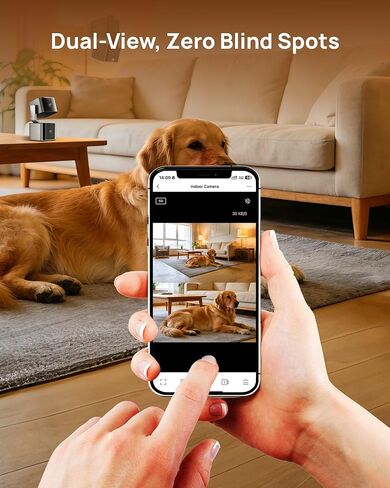 كاميرا داخلية آمنة بعدسة مزدوجة 5G/2.4G WiFi، كاميرا ذكية للحيوانات الأليفة 2K+2K مع إمالة للمنزل، مراقبة الطفل، تتبع الذكاء الاصطناعي، كشف الحركة، رؤية ليلية ملونة، التحدث في اتجاهين، لا توجد منطقة ميتة، عرض 355 درجة in Kuwait