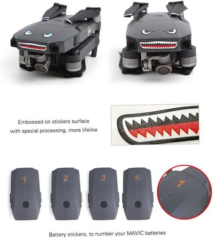 Drone Sticker Adhesive Quadcopter Decal Cartoon Fish Sticker Compatible with Mavic 3 Mini Se Air 2s, Mini Drone Accessories in Saudi Arabia