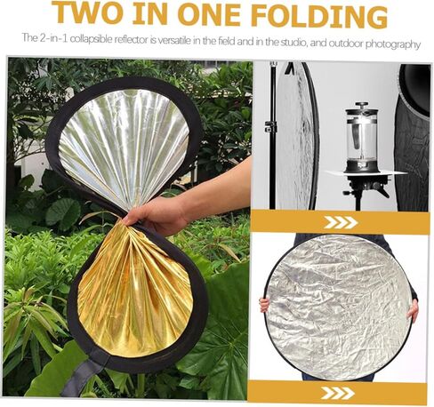 MERRYHAPY 60cm Portable Photography Reflector Silver Gold 2-in-1 Foldable Light Reflector for Outdoor Studio Lighting Photo Accessories in Saudi Arabia