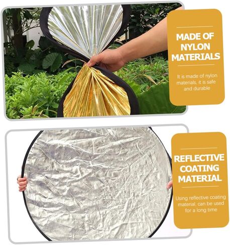 MERRYHAPY 60cm Portable Photography Reflector Silver Gold 2-in-1 Foldable Light Reflector for Outdoor Studio Lighting Photo Accessories in Saudi Arabia