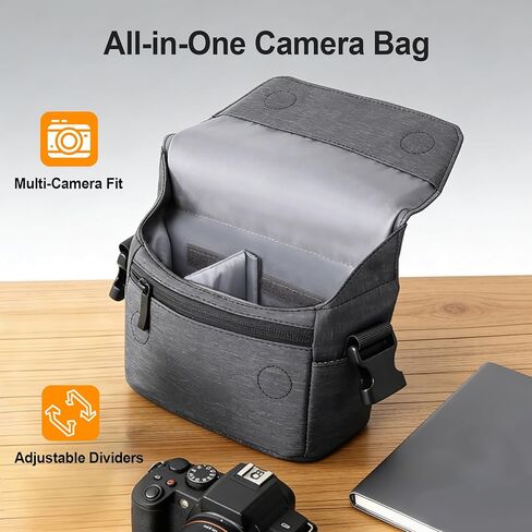 حقيبة كاميرا Lacdo للكاميرا الرقمية، تناسب Canon PowerShot G7X Mark III II/PowerShot SX740، KODAK PIXPRO FZ45/FZ45، Sony Cybershot، RICOH GR، LUMIX ZS99 حقيبة كتف صغيرة للكاميرا، رمادي in Kuwait
