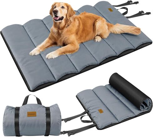 Gimars Upgraded Outdoor Dog Bed with Waterproof Film, Easy to Roll Up with Buckle, Large Travel Pet Bed for Medium & Large Dog, Portable, Foldable, Washable for Camping,Traveling in Kuwait