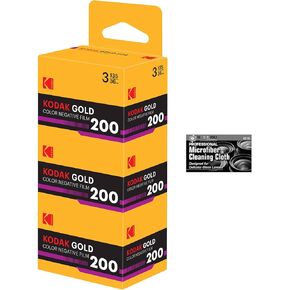 فيلم Kodak Eastman Gold 200 لون سلبي (فيلم رول 35 مم، 36 تعريض) - عبوة من 3 قطع مع قطعة قماش تنظيف من الألياف الدقيقة in Kuwait