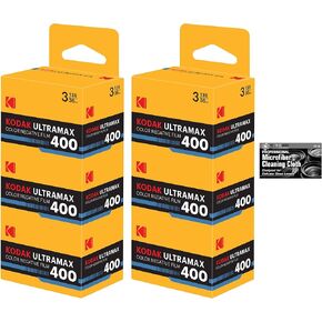 فيلم Kodak Eastman UltraMax 400 لون سلبي (فيلم رول 35 مم، 36 تعريض) - عبوة من 6 قطع مع قطعة قماش للتنظيف من الألياف الدقيقة in Kuwait
