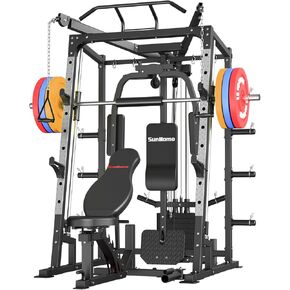 SunHome Smith Machine, 2000LBS Power Cage Squat Rack with Smith Bar, Two LAT Pull-Down Systems, Cable Crossover Machine and and More Cable Attachment for Home Gym in Kuwait