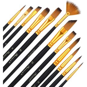 12 PCS فرش الطلاء مروحة ، فرشاة الطلاء فنان مجموعة احترافية ناعمة نايلون نايلون الفرش in Kuwait