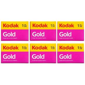 بكرة فيلم Kodak Gold 200 مقاس 35 مم، 24 عرضًا، عبوة من 6 قطع مع حقيبة تخزين متينة لفيلم النمر، أسود in Kuwait