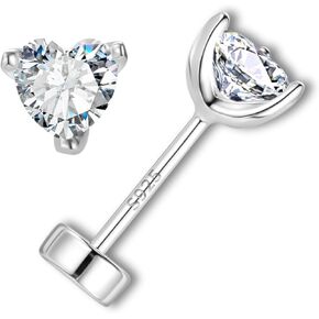 Moissanite Stud Earrings for Women, Heart Sterling Silver 925 Earrings, Jewelry Gifts for Women, Size 5.0mm and 1ct/pair in Saudi Arabia