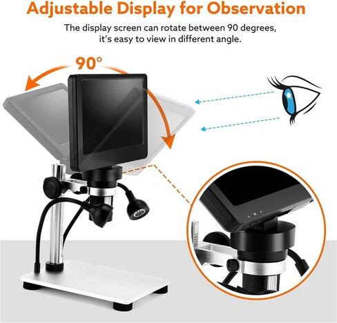 LCD 7 Inch Digital Microscope HD USB Microscope with Wired Remote 1200X Magnification Handheld Microscope with Video Recorder in Saudi Arabia
